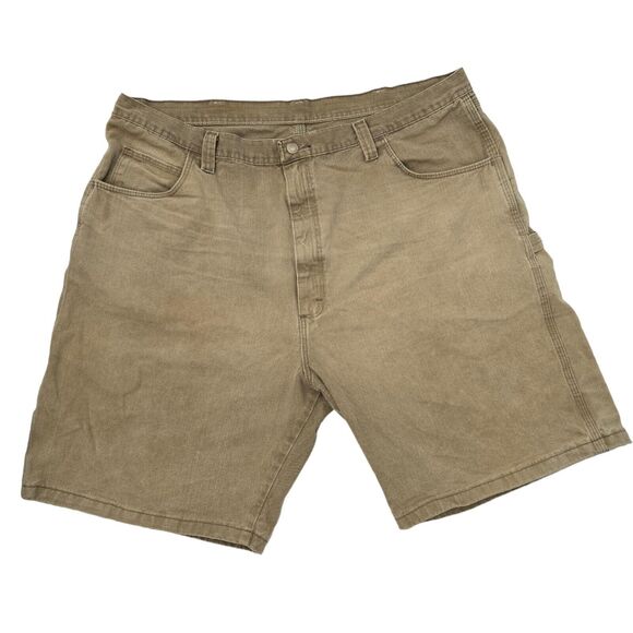Wrangler Mens Denim Shorts sz 42 Tan Brown Pockets 9.5" Inseam 42x23 100% Cotton - Picture 1 of 9